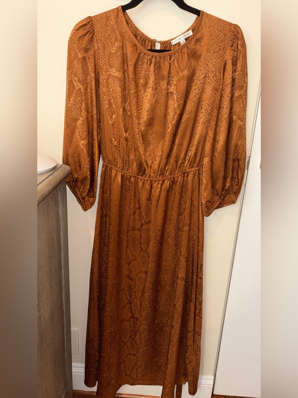 Sandra Darren Bronze Snake-Print Midi Dress